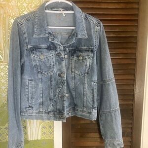 Denim Crop Jacket.  Free People, Indigo Blue.  Size M.  New with Tags